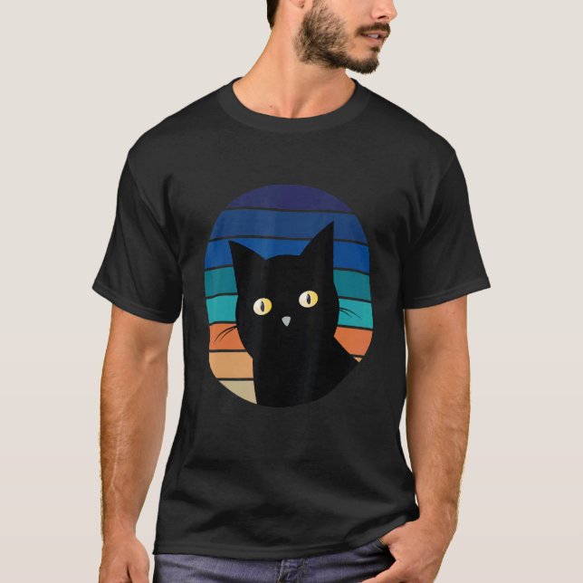 Vintage Cat Retro Cat Black Cat T-Shirt (Front)