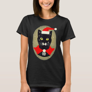 Vintage Cat Santa Outfit Whimsical Christmas Holid T-Shirt