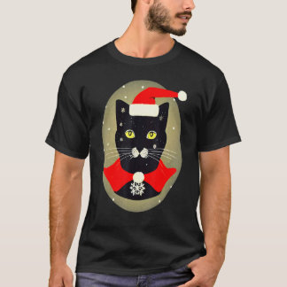 Vintage Cat Santa Outfit Whimsical Christmas Holid T-Shirt