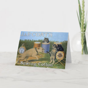 Vintage Cat Sewing Cotton Ad Note Card