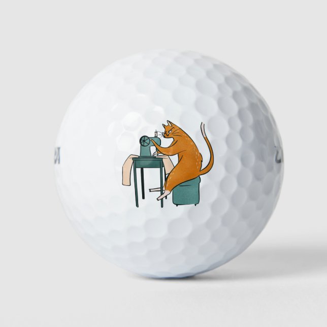 Vintage Cat Sewing Golf Balls (Front)