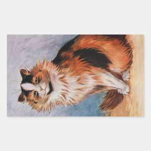 Vintage Cat Show Calico Illustration by Louis Wain Rectangular Sticker