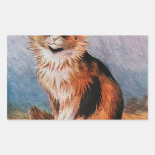 Vintage Cat Show Calico Illustration by Louis Wain Rectangular Sticker