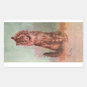 Vintage Cat Show Tabby Illustration by Louis Wain Rectangular Sticker
