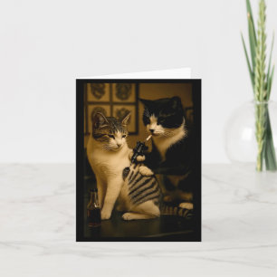 Vintage Cat Smoking Tattoo Inked Kitty Artist Funn Card