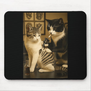Vintage Cat Smoking Tattoo Inked Kitty Artist Funn Mouse Mat