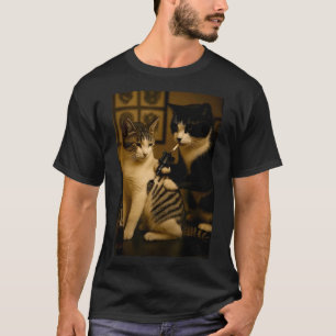 Vintage Cat Smoking Tattoo Inked Kitty Artist Funn T-Shirt