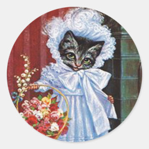 Vintage Cat Sticker, Arthur Thiele Classic Round Sticker