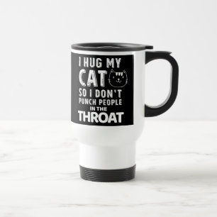 Vintage Cat Style - Pet Lovers Gift - I Hug My Cat Travel Mug