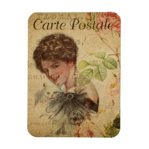 Vintage Cat Theme Carte Postale Cat Lady Magnet