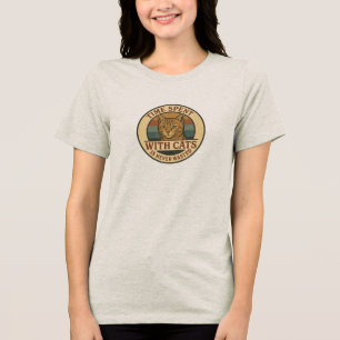 Vintage Cat – Time spent with cats is never wasted Tri-Blend Shirt