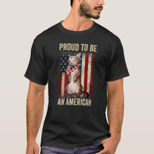 Vintage Cat Us Flag Proud To Be An American Indepe T-Shirt