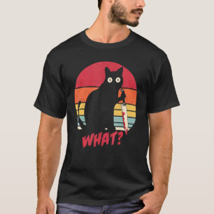 Vintage Cat What Murderous Black Cat With Knife T-Shirt