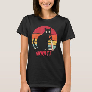 Vintage Cat What Murderous Black Cat With Knife T-Shirt