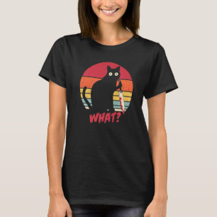 Vintage Cat What Murderous Black Cat With Knife T-Shirt