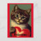 Vintage Cat With Heart Postcard