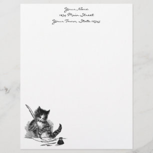 Vintage Cat Writing a Letter Letterhead