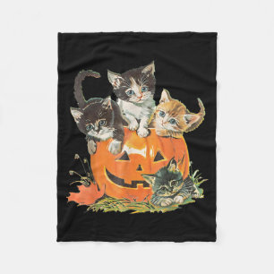 Vintage Cat Y Halloween Black Kitten Costume Fleece Blanket