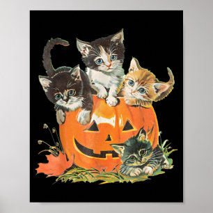 Vintage Cat Y Halloween Black Kitten Costume Poster