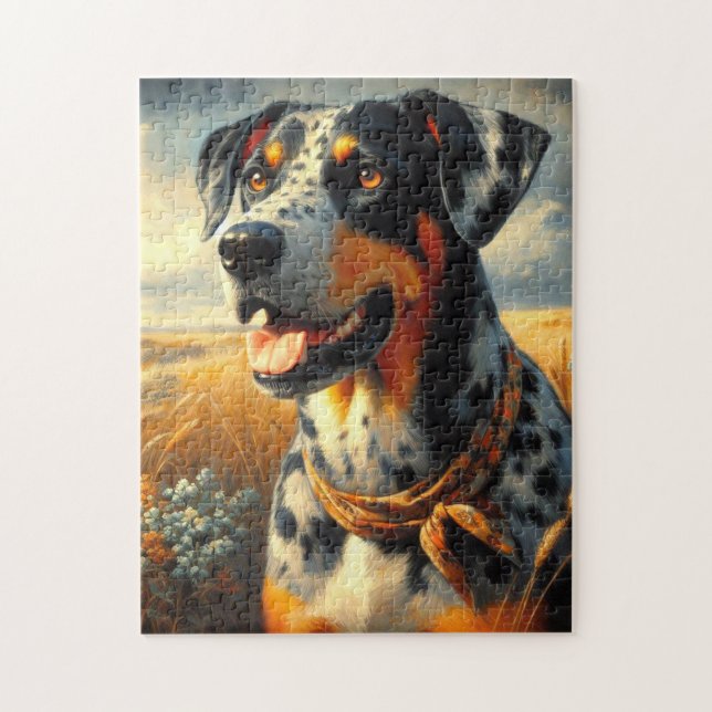 Vintage Catahoula Leopard Dog Painting Jigsaw Puzzle (Vertical)
