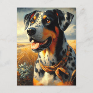 Vintage Catahoula Leopard Dog Painting Postcard