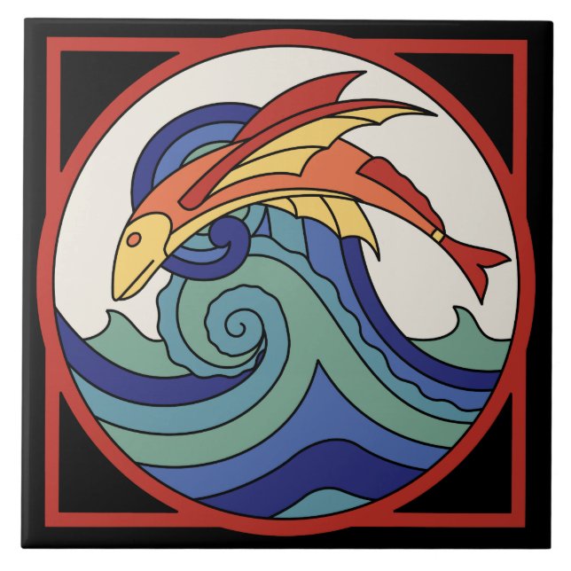 Vintage Catalina Island Flying Fish Tile (Front)