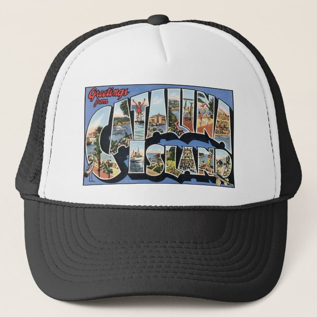 Vintage Catalina Island Postcard Trucker Hat (Front)