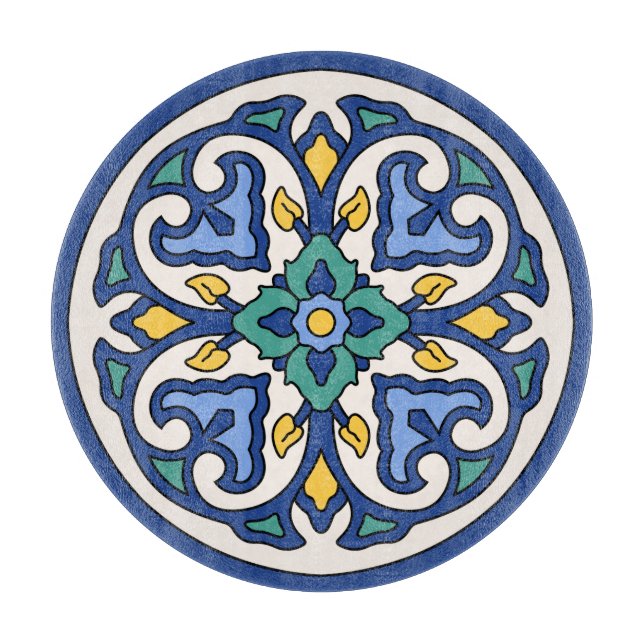 Vintage Catalina Island Tile - Glass Cutting Board (Front)