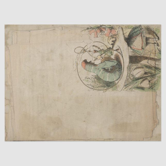 Vintage Caterpillar Alice in Wonderland Decoupage Tissue Paper (Front)