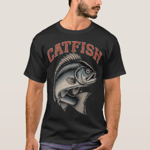 Vintage Catfish Illustration – Retro Fishing for T-Shirt