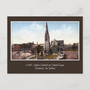 vintage cathedral, square Christchurch NZ Postcard