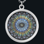 Vintage Cathedral Stained Glass Window Silver Plated Necklace<br><div class="desc">Rose window (blue-toned) of the cathedral of Strasbourg,  a Roman Catholic cathedral in Strasbourg,  Alsace,  France. Great Catholic and Christian gift for Him or Her as well as a travel souvenir for yourself and for family and friends.</div>