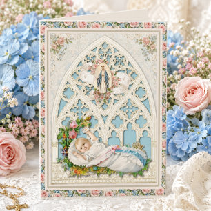 Vintage Catholic Baby Congratulations Greeting Card
