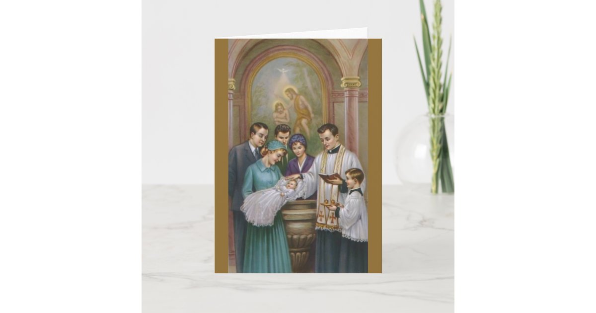 Vintage Catholic Baptism Greeting Card | Zazzle.co.uk