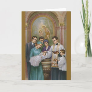 Vintage Catholic Baptism Greeting Card