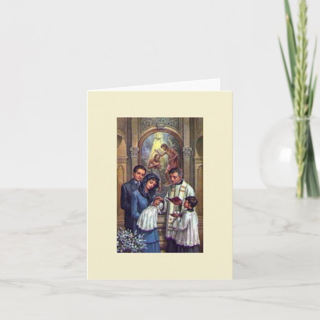 Vintage Catholic Baptism Greeting Card (Front)