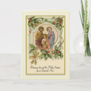 Vintage Catholic Christmas Jesus Holy Family Nun Card