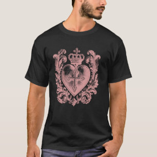 Vintage Catholic Ex Voto Heart - Pink T-Shirt