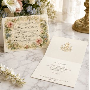 Vintage Catholic Floral Heirloom Easter Music Card