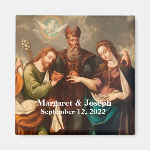 Vintage Catholic Personalised Wedding Favours Magnet