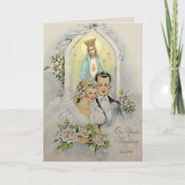 Vintage Catholic Wedding Card w/scripture & verse (Front)