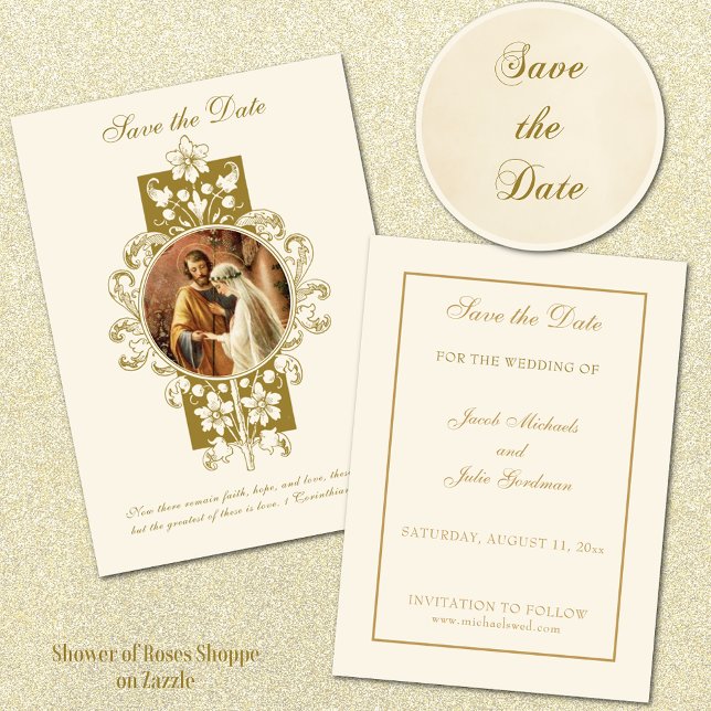 Vintage Catholic Wedding Elegant Save the Date (Traditional Catholic Save the Date )