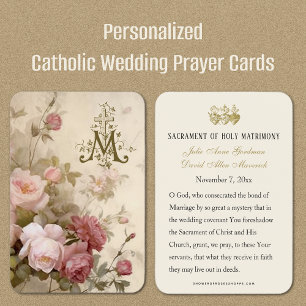 Vintage Catholic  Wedding Favour Prayer Card