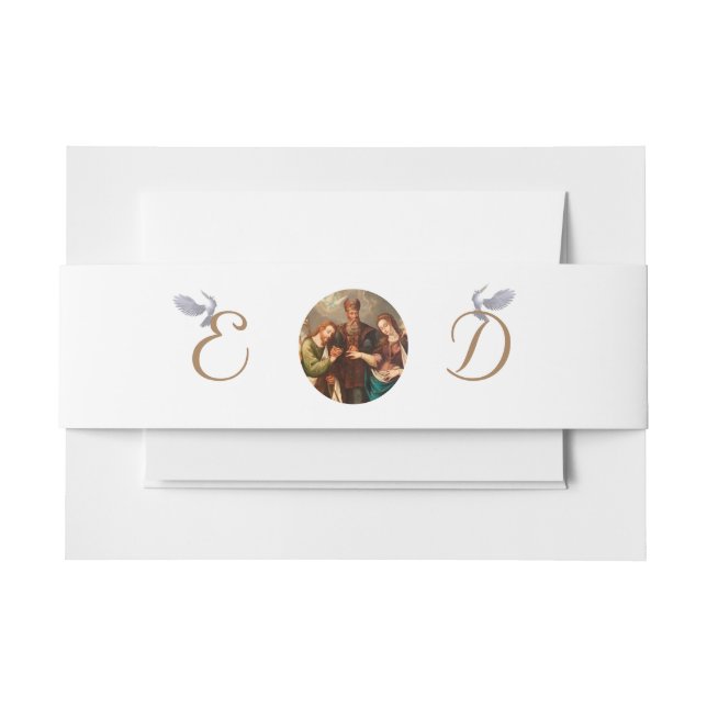 Vintage Catholic Wedding  Invitation Belly Band (Front Example)