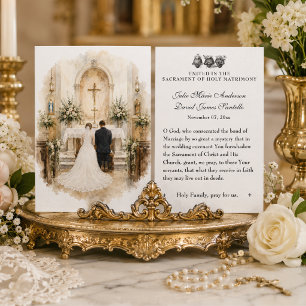 Vintage Catholic Wedding Prayer Bride and Groom  Card