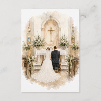 Vintage Catholic Wedding Prayer Bride and Groom Card