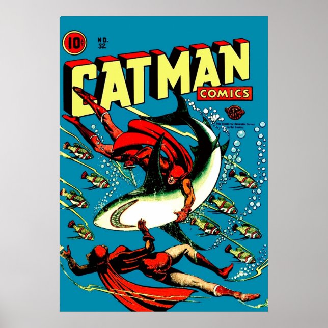 Vintage Catman Comic Book Cover no 32  Poster (Front)