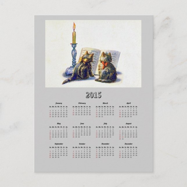 Vintage Cats 2015 Calendar Postcard (Front)
