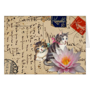 Vintage Cats and Flower