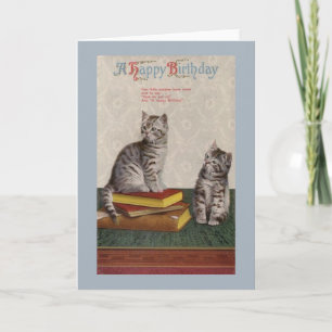 Vintage Cats Birthday Greeting Card